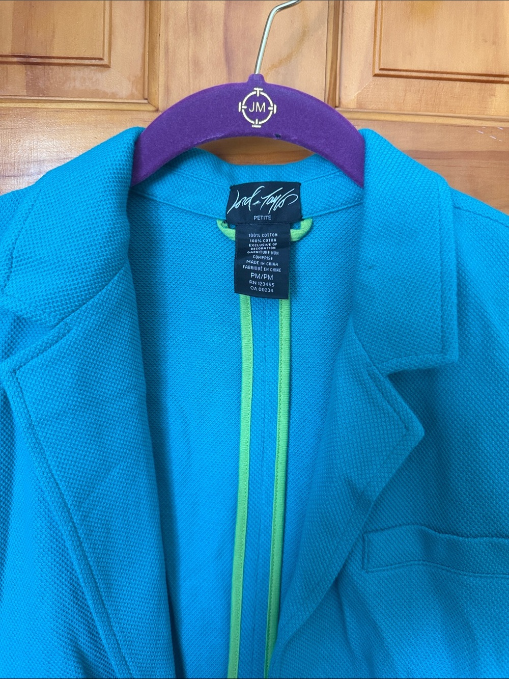 Lord & Taylor Teal Cotton Blazer Jacket
